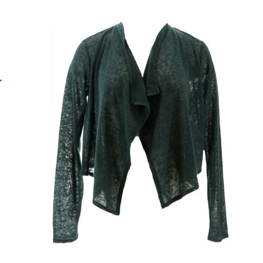 G Giuliana Cropped Cascade Cardigan Women's Spruce Green Small Lightweight NWOT